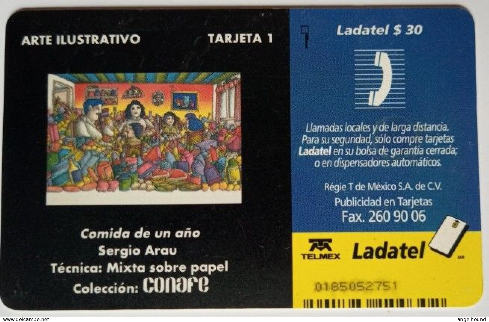 Mexico Ladatel $30 Chip Card - Arte Ilustrativo Cumida De Un Ano ( Tarjata 1 ) - México