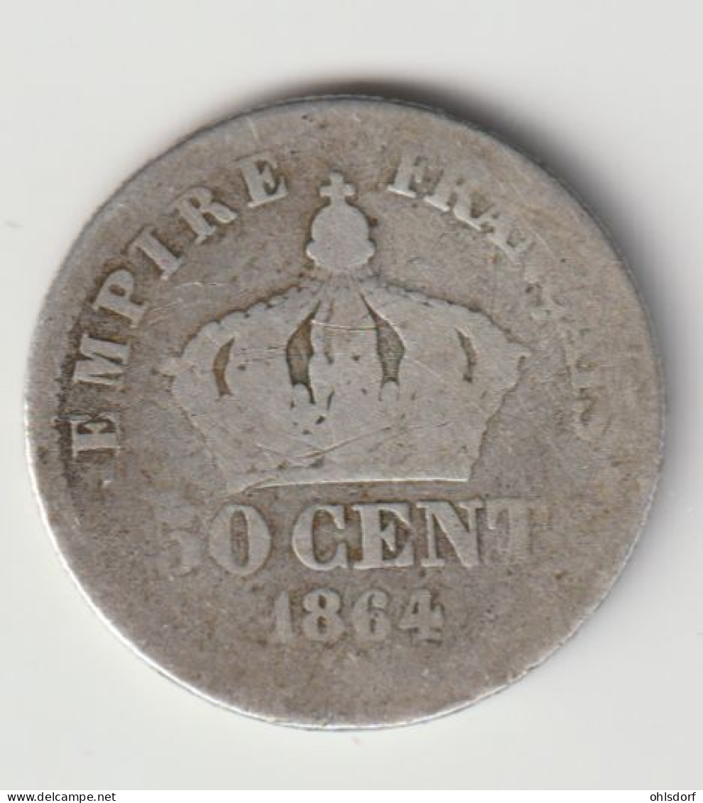 FRANCE 1864: 50 Centimes, Argent, KM 814 - 50 Centimes