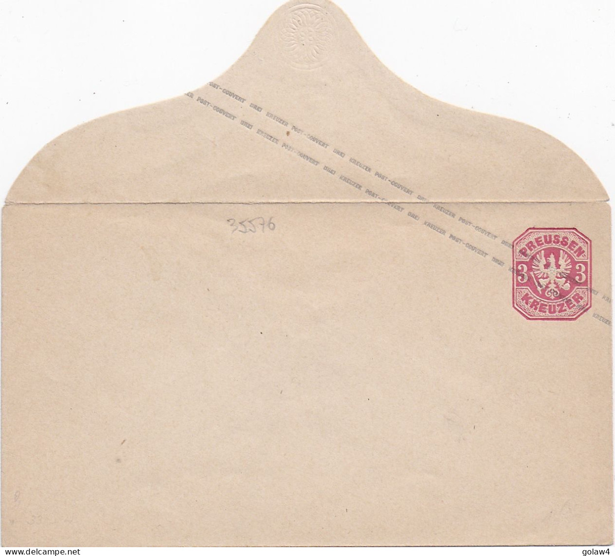 35576# PRUSSE ENTIER POSTAL ENVELOPPE ADLER 3 KREUZER PREUSSEN NEUF GANZSACHE STATIONERY - Postal  Stationery