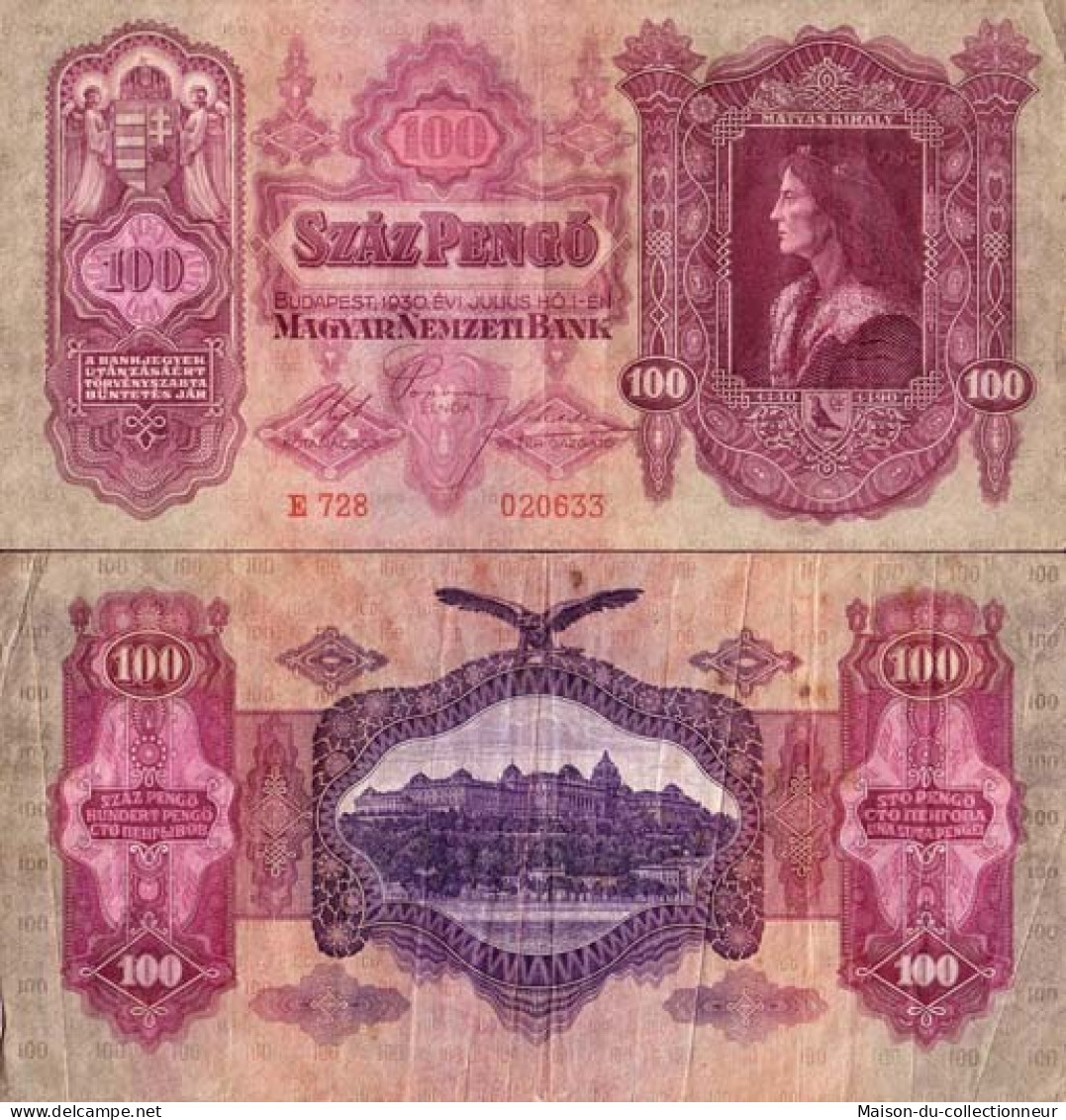 Billet De Collection Hongrie Pk N° 98 - 100 Pengo - Hungary