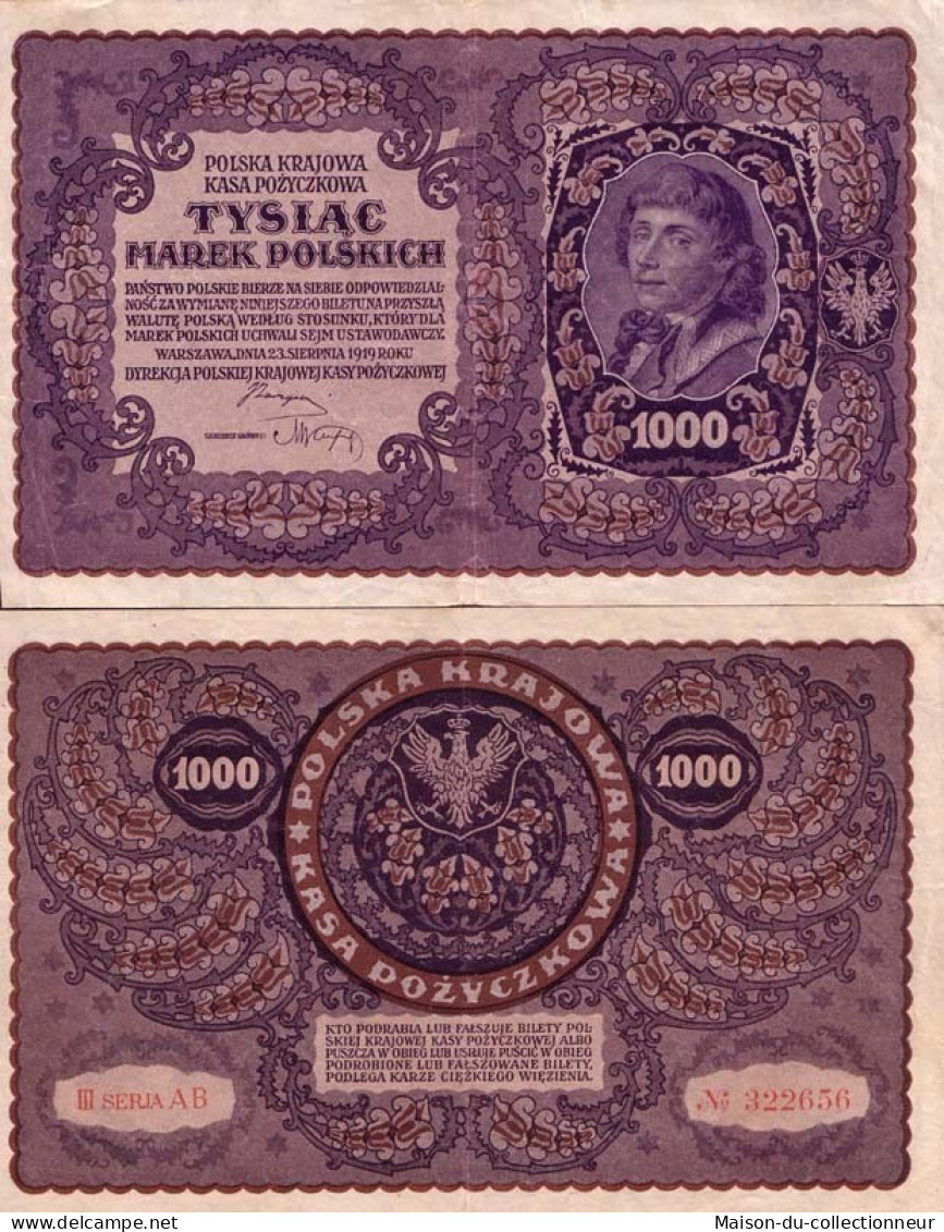 Billets Banque Pologne Pk N° 29 - 1000 Marek - Pologne