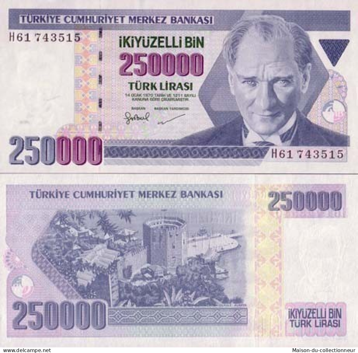 Billets De Banque TURQUIE Pk N° 207 - 250 000 Lira - Turquia