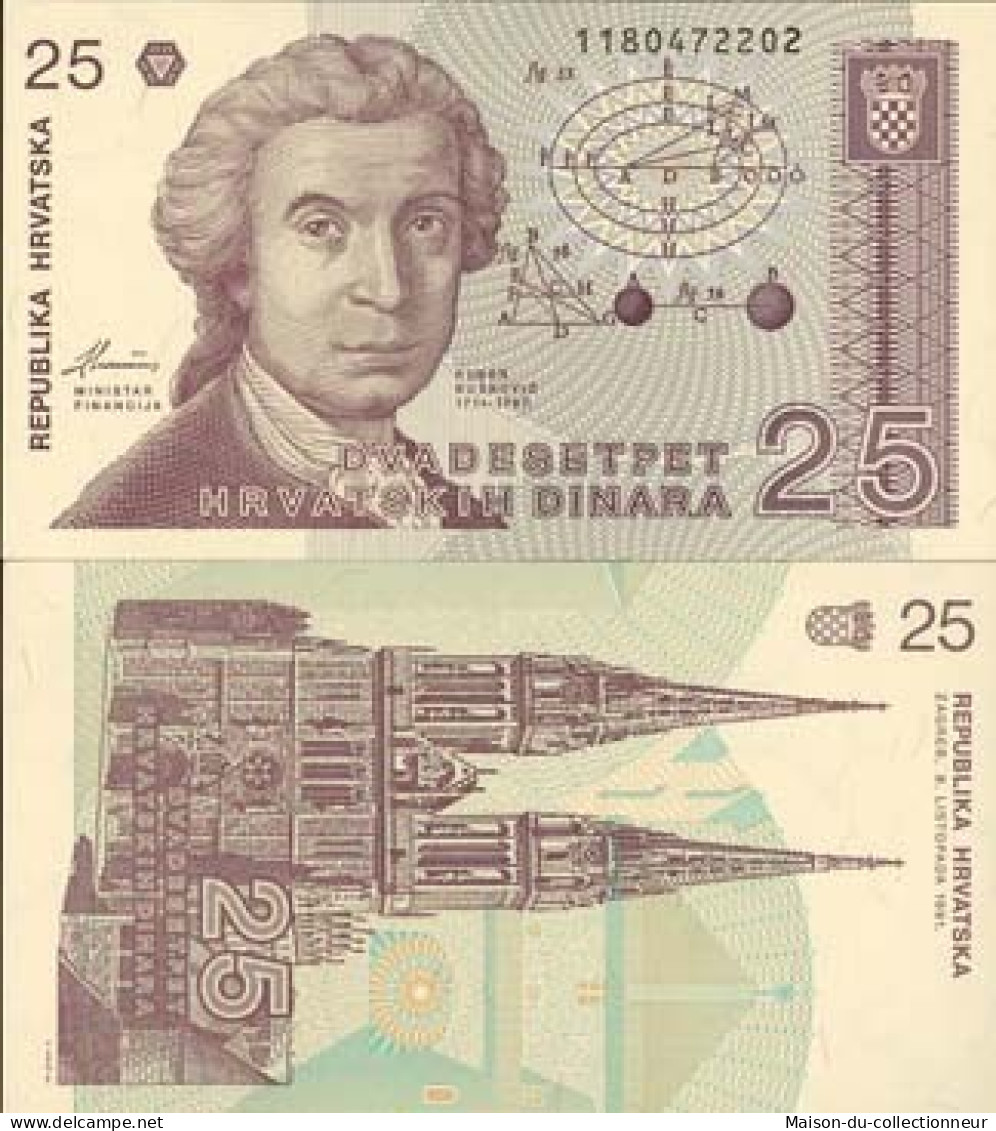 Billets Banque Croatie Pk N° 19 - 25 Dinars - Croacia