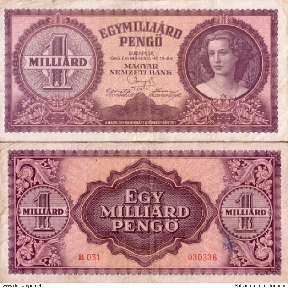 Billet De Banque Collection Hongrie - PK N° 125 - 1 Milliard Pengo - Hongrie