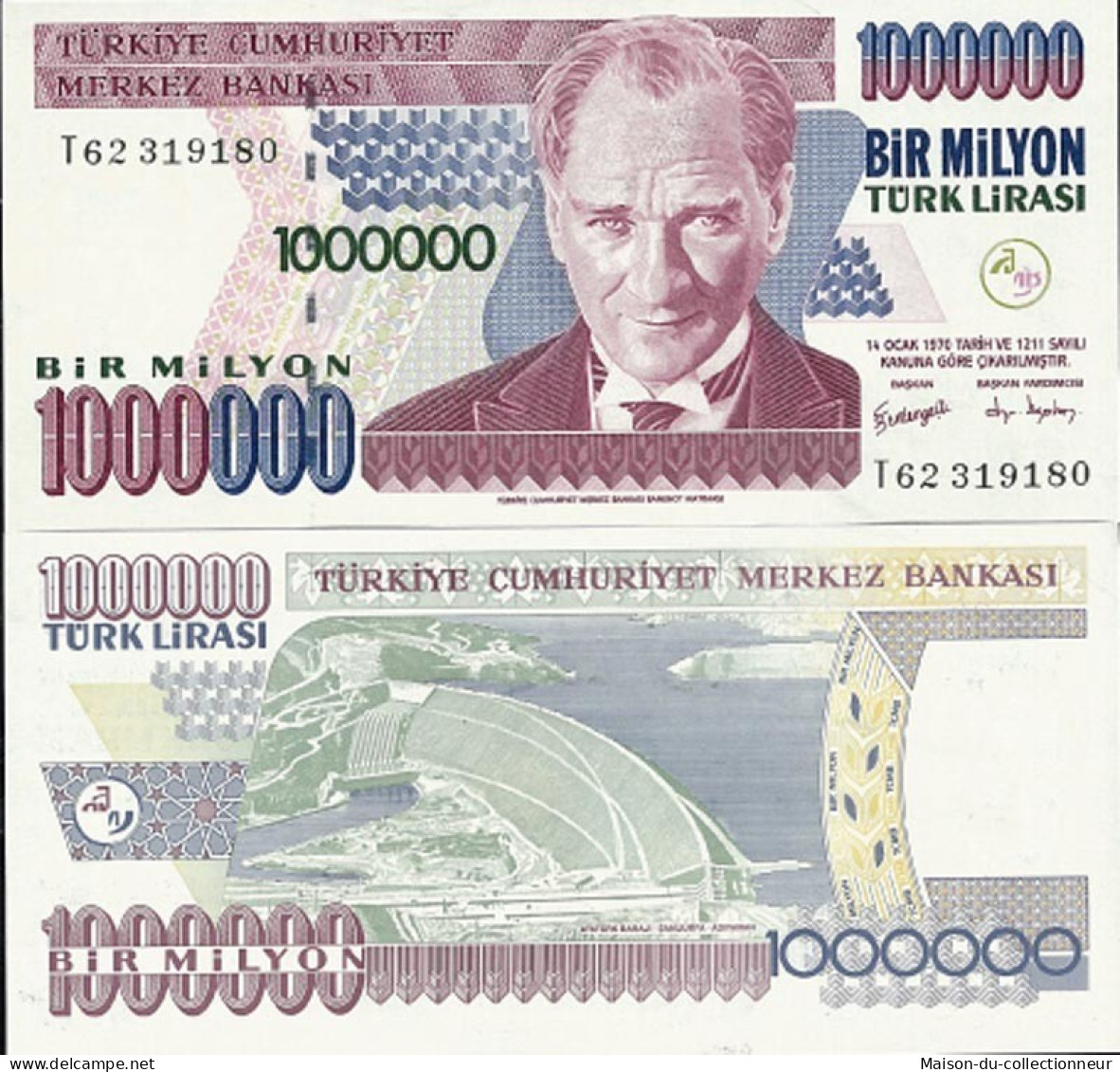 Billets De Collection Turquie Pk N° 213 - 1 Millions Lira - Turchia