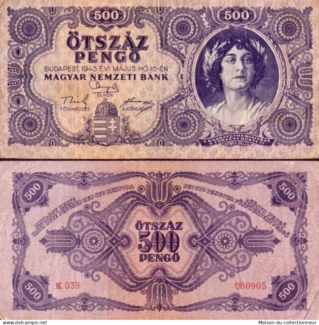 Billets De Banque Hongrie Pk N° 117 - 500 Pengo - Hungary