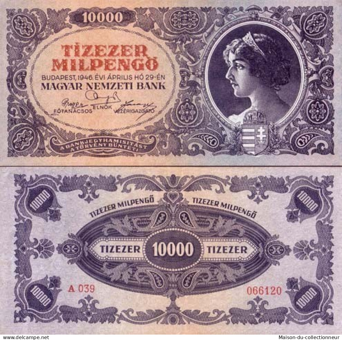 Billet De Collection Hongrie Pk N° 126 - 10000 Pengo - Hongrie