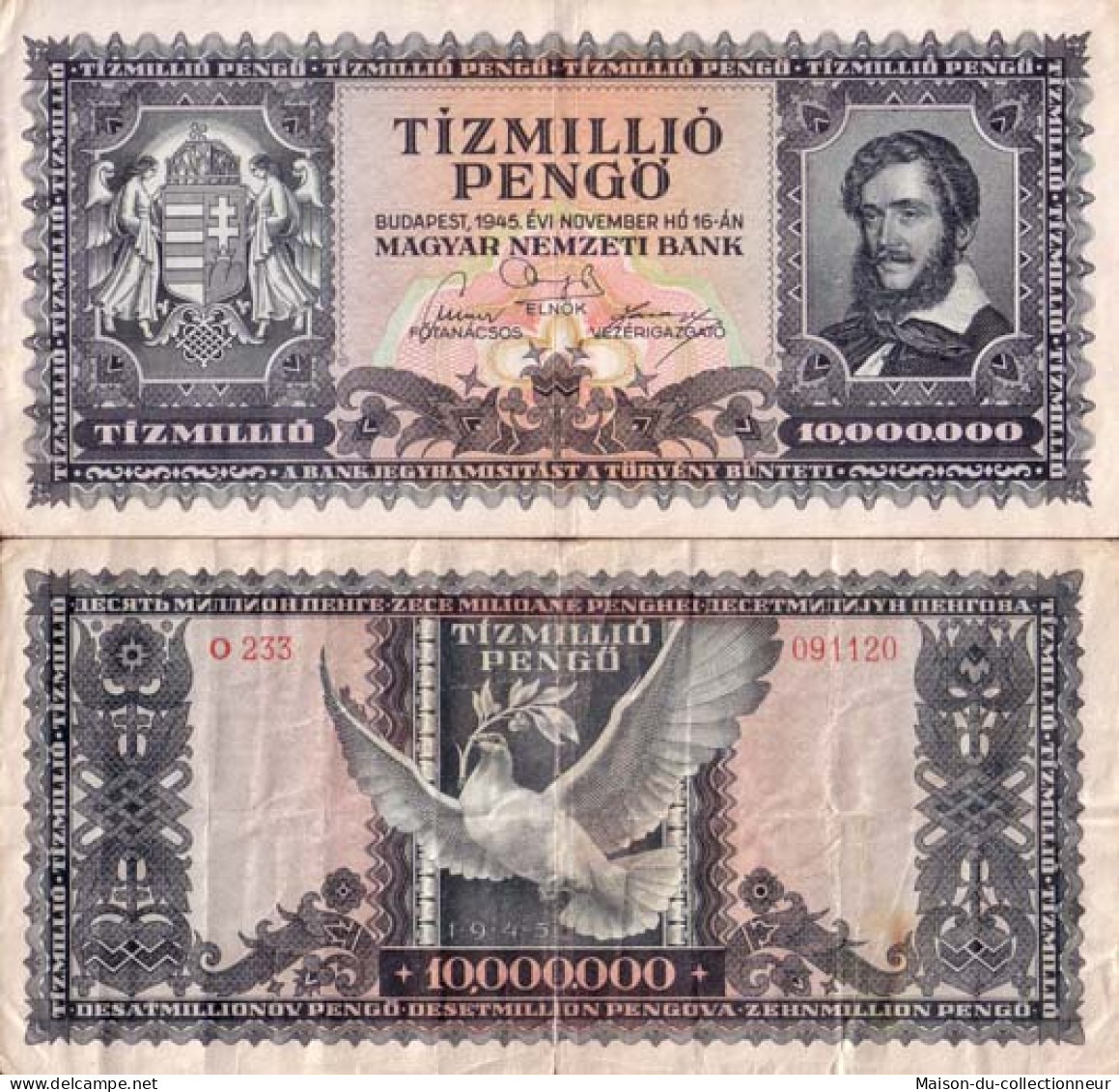 Billet De Banque Collection Hongrie - PK N° 123 - 10000000 Pengo - Ungarn