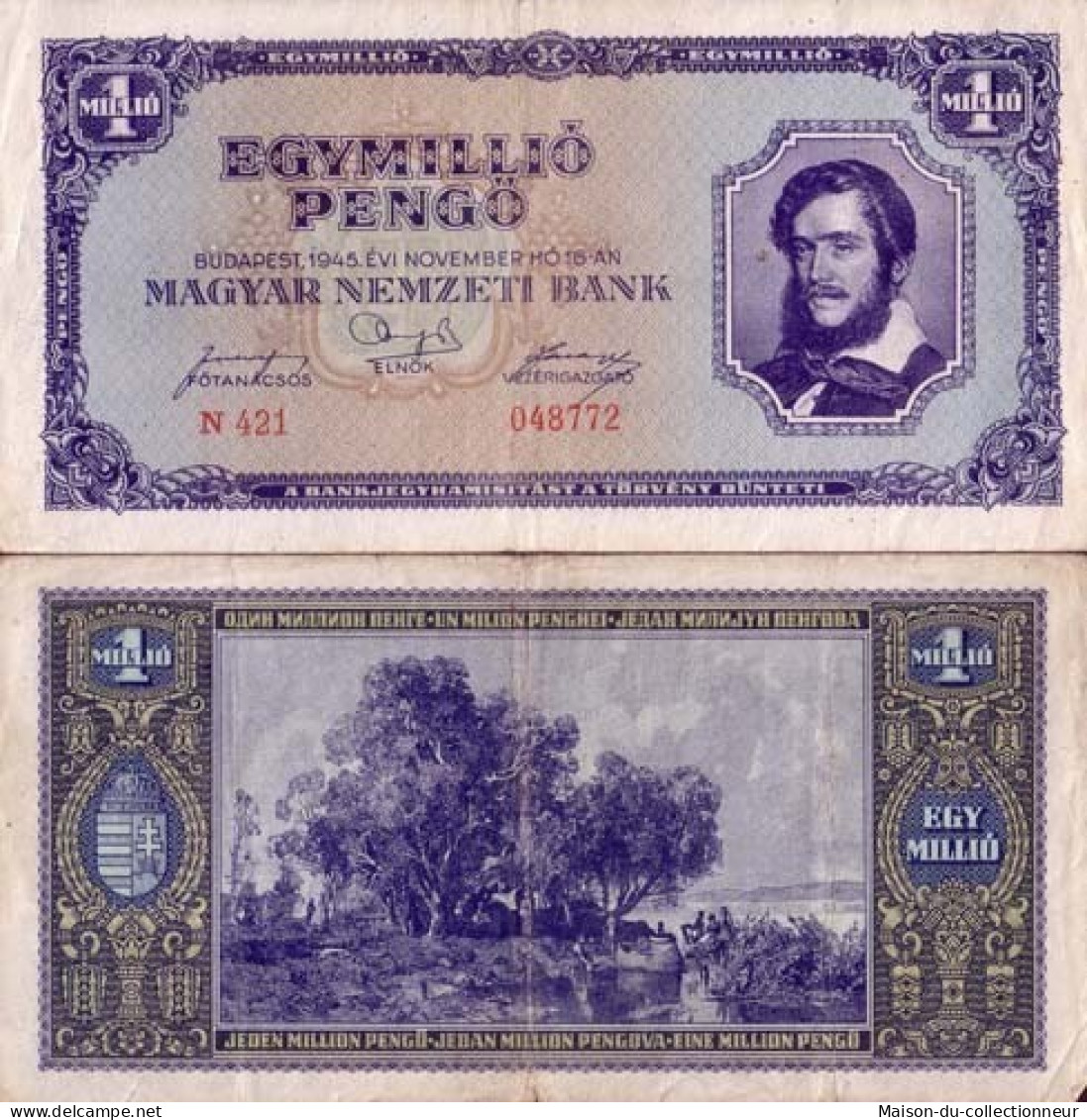 Billets Collection Hongrie Pk N° 122 - 1000000 Pengo - Hongrie