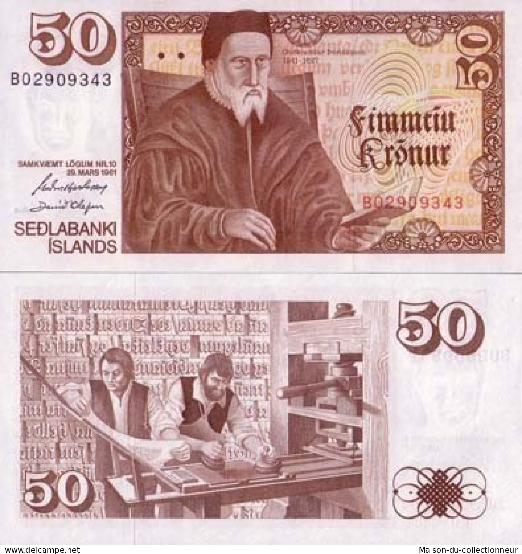 Billets Banque Islande Pk N° 49 - 50 Kronur - Iceland