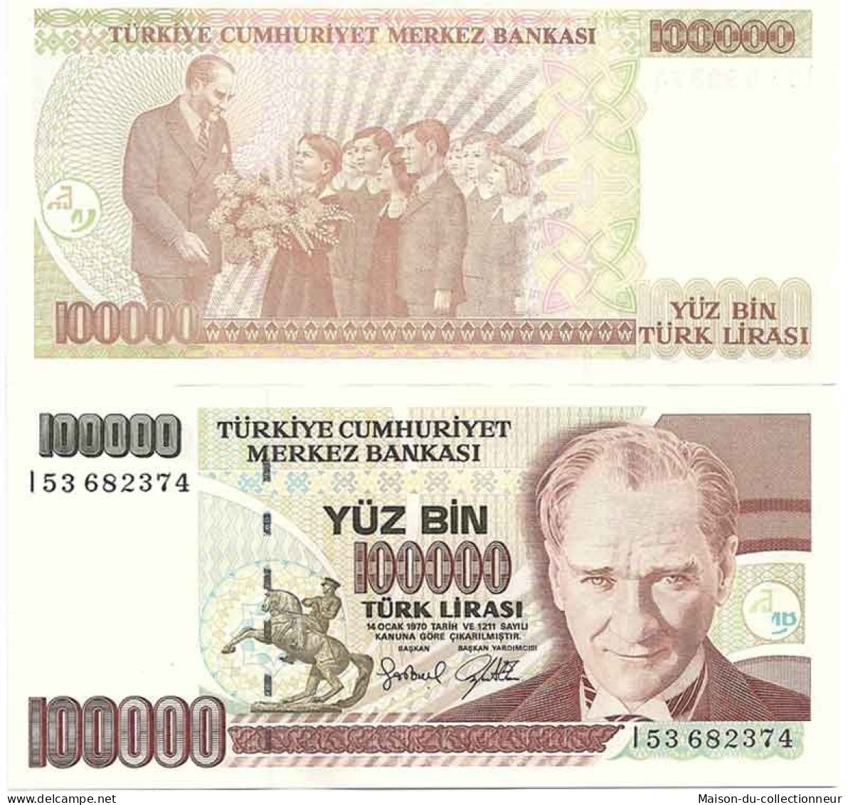 Billets De Collection Turquie Pk N° 206 - 100 000 Lira - Turchia