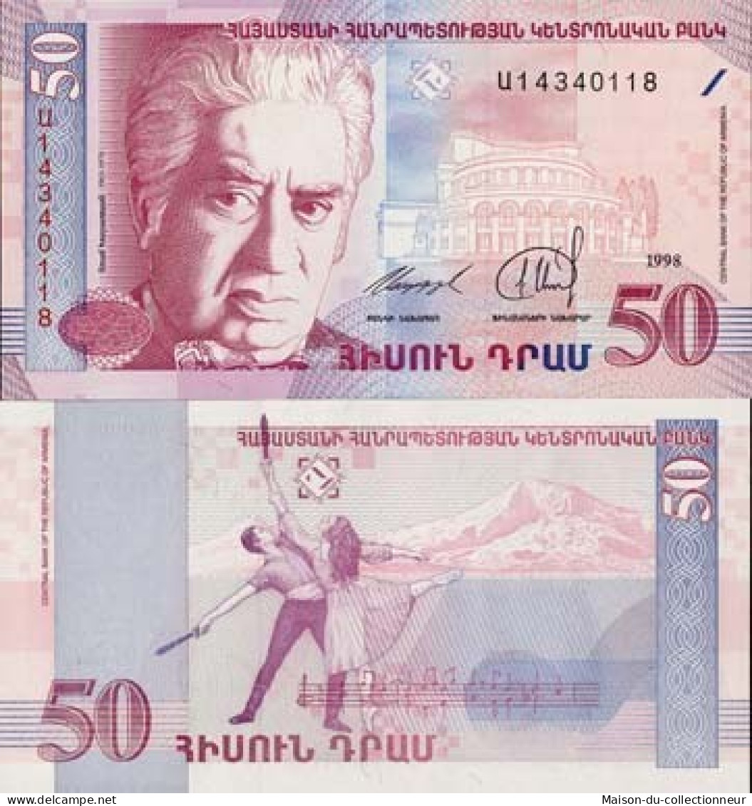 Billet De Banque De 50 Dram - Billet De Collection Armenie - Pk N° 41 - Arménie