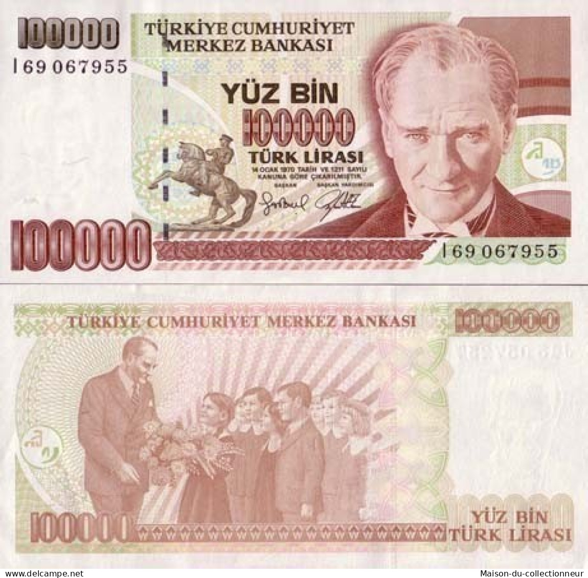 Billet De Collection Turquie Pk N° 205 - 100000 Lira - Turchia