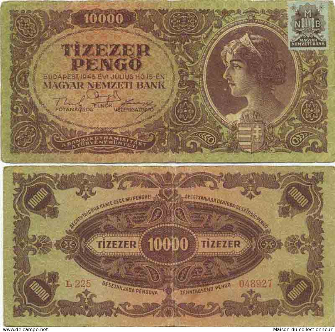 Billet De Banque Collection Hongrie - PK N° 119 - 10000 Pengo - Hungría