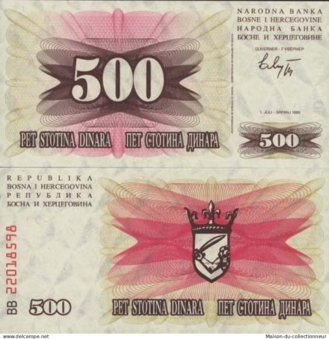 Billets Collection Bosnie Pk N° 14 - 500 Dinara - Bosnien-Herzegowina