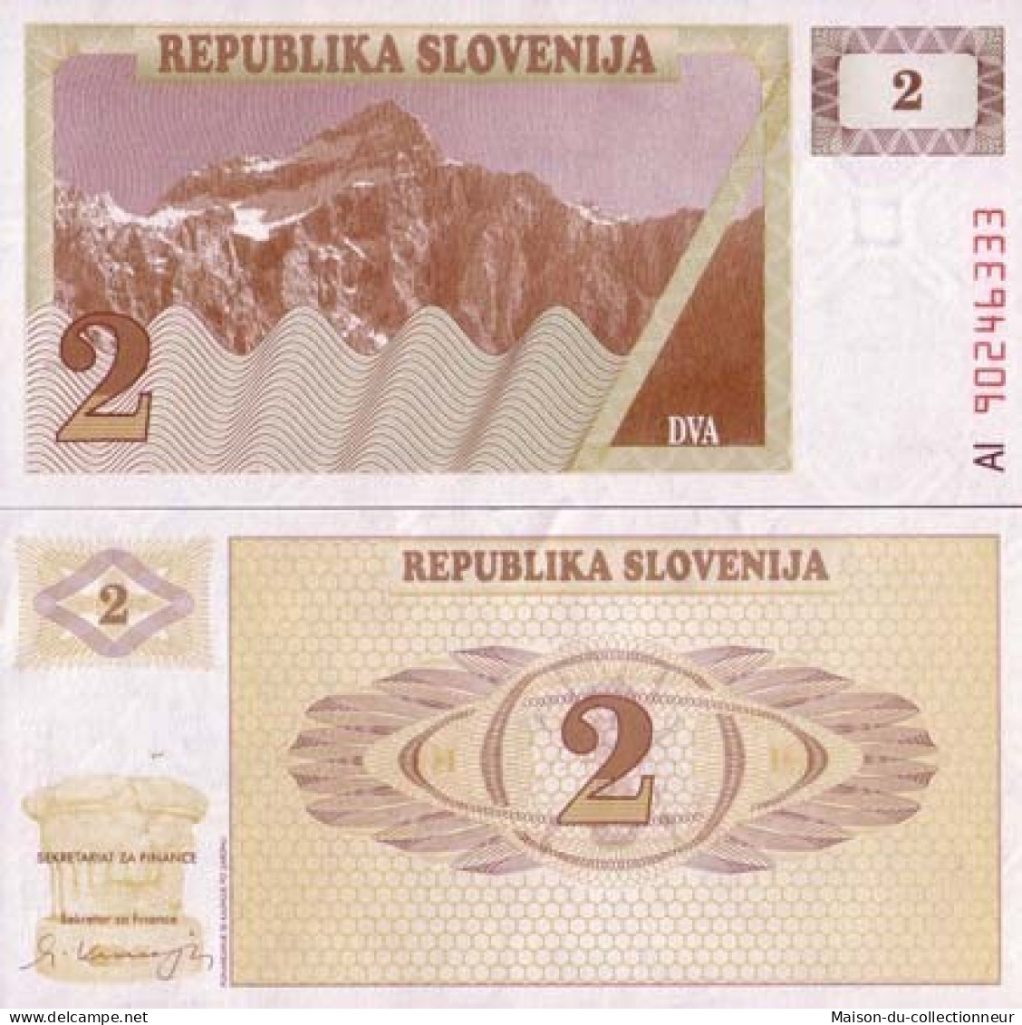 Billet De Collection Slovenie Pk N° 2 - 2 Tollarjev - Eslovenia