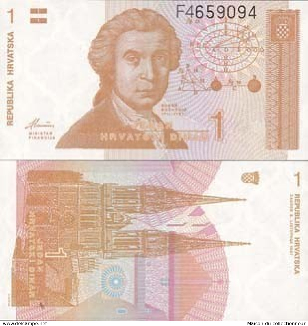 Billets Collection Croatie Pk N° 16 - 1 Dinars - Kroatien