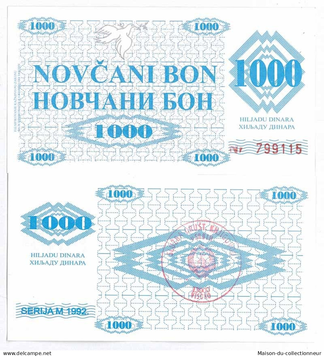 Billets Banque Bosnie Pk N° 8 - 1000 Dinara - Bosnien-Herzegowina