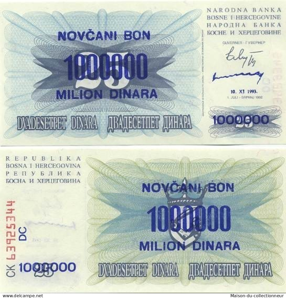 Billets Banque Bosnie Pk N° 35 - 1000000 Dinar - Bosnia And Herzegovina