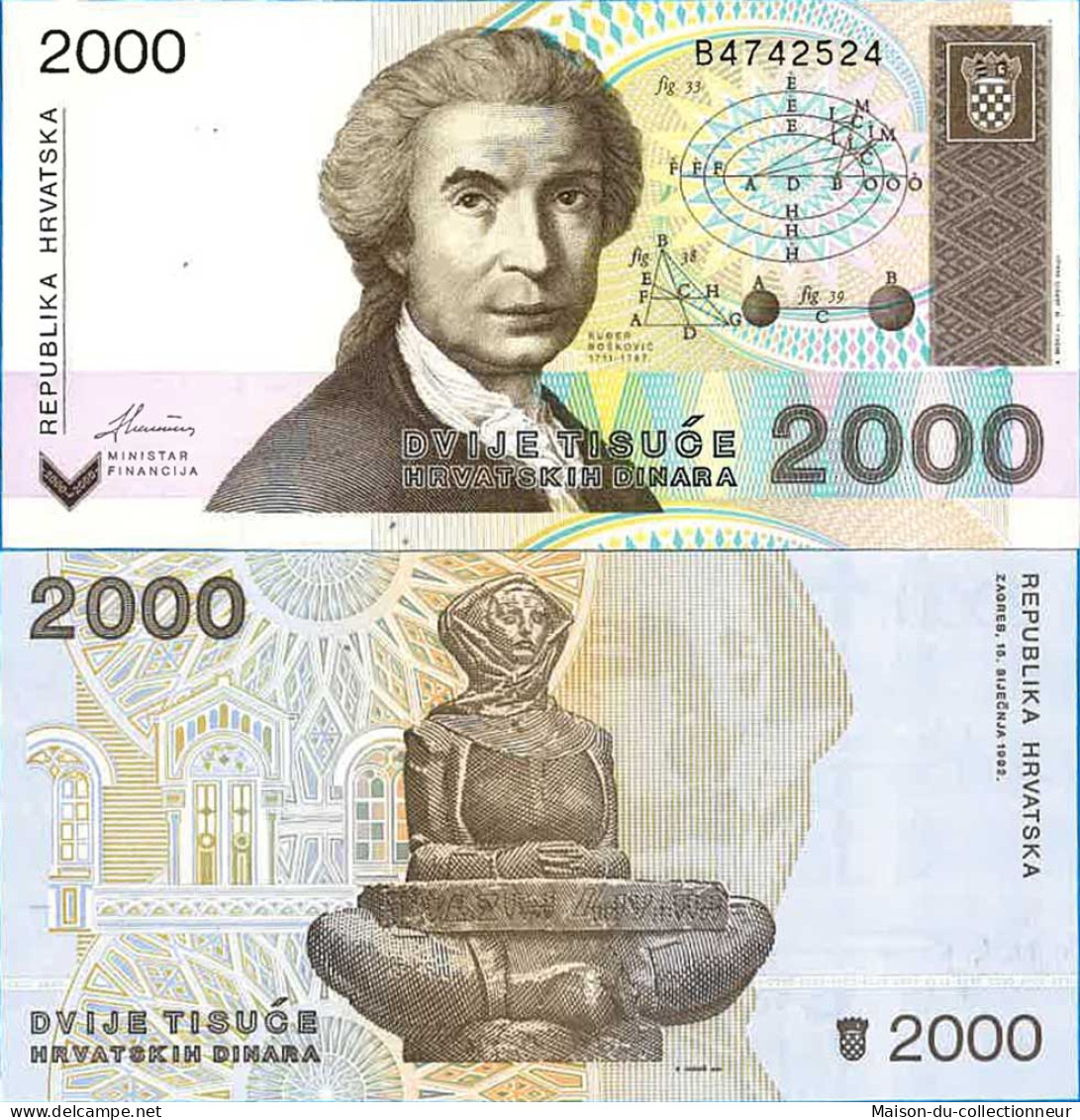 Billet De Banque Collection Croatie - PK N° 23 - 2 000 Dinars - Croacia