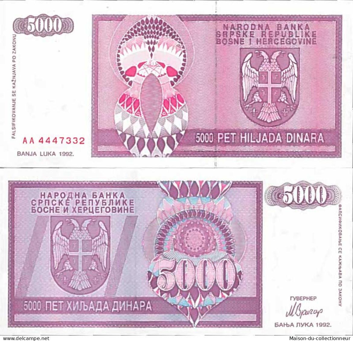 Billet De Banque Collection Bosnie - PK N° 138 - 5000 Dinara - Bosnie-Herzegovine