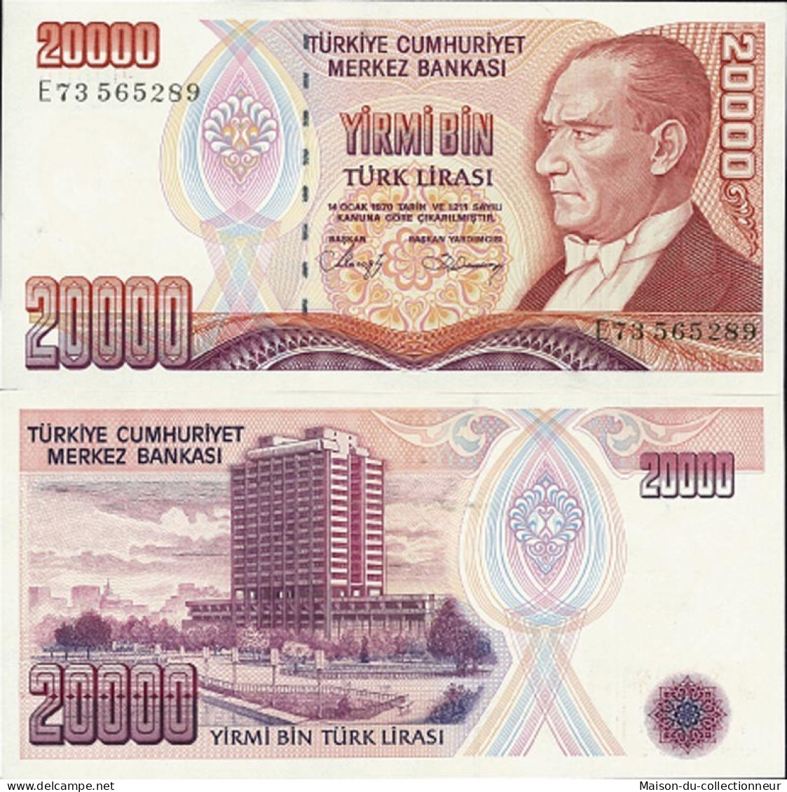 Billets De Collection Turquie Pk N° 201 - 20 000 Lira - Turquia