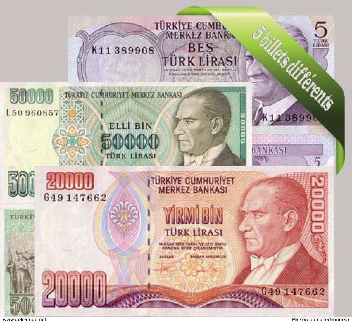 Turquie - Collection De 5 Billets De Banque Tous Différents. - Türkei