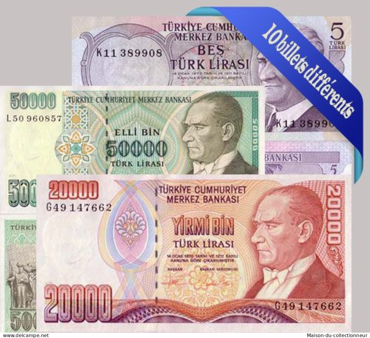 Belle Collection De 10 Billets De Banque Tous Différents De Turquie - Turchia