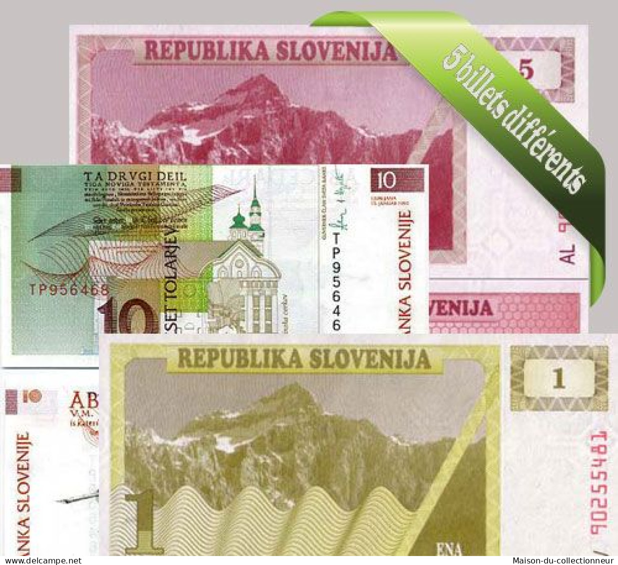 Slovenie : Bel Ensemble De 5 Billets De Banque De Collection. - Slovénie