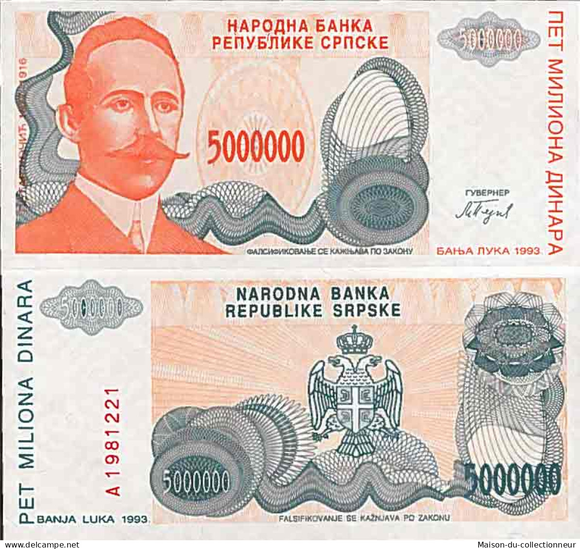 Billet De Banque Collection Bosnie - PK N° 156 - 5 Millions Dinara - Bosnien-Herzegowina