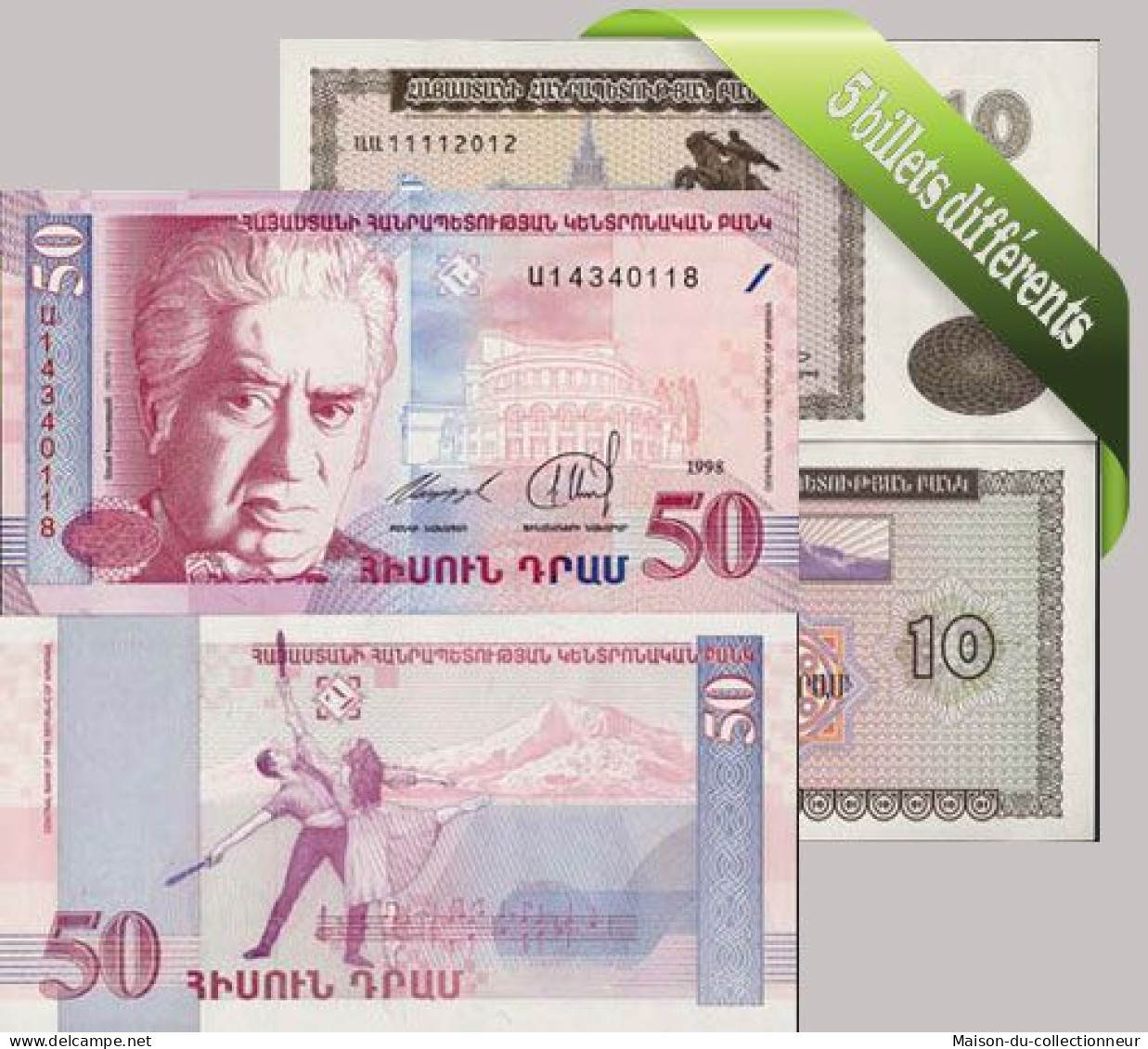 Armenie : Bel Ensemble De 5 Billets De Banque De Collection. - Armenien