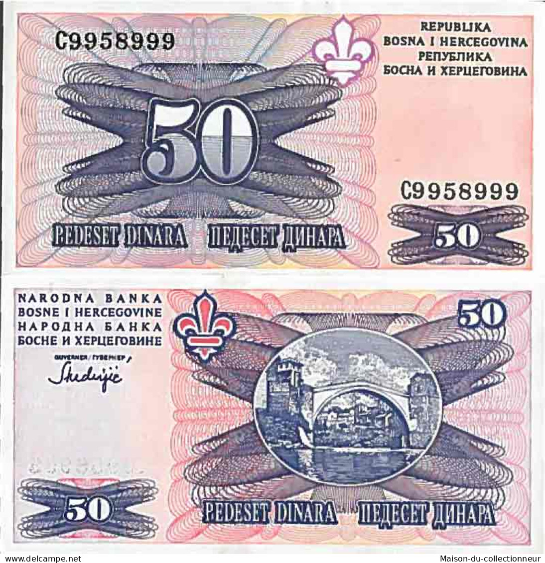 Billet De Banque Collection Bosnie - PK N° 47 - 50 Dinara - Bosnien-Herzegowina