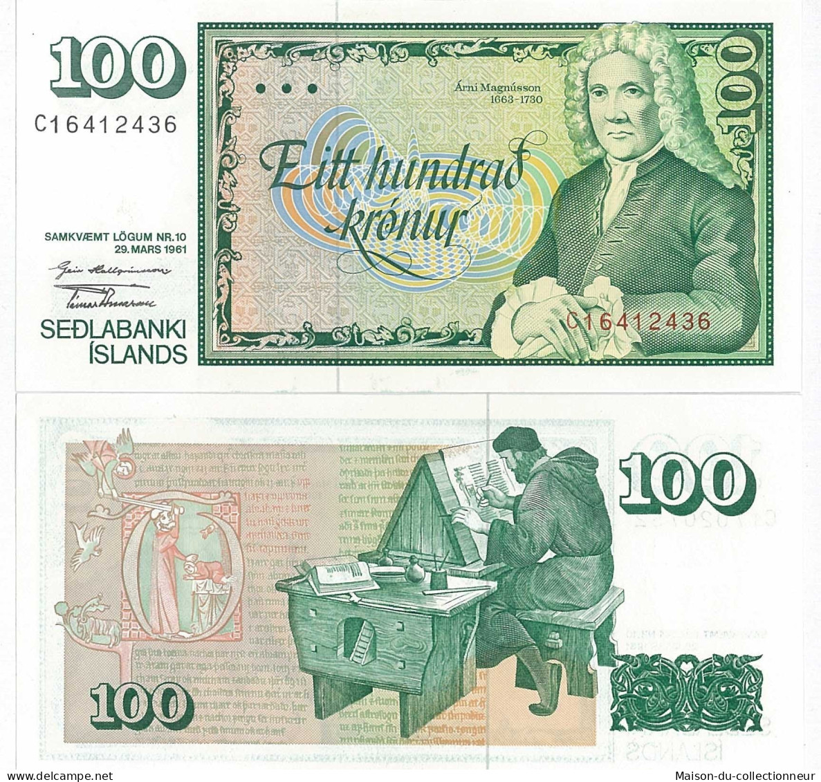 Billets De Banque Islande Pk N° 50 - 100 Kronur - Islanda