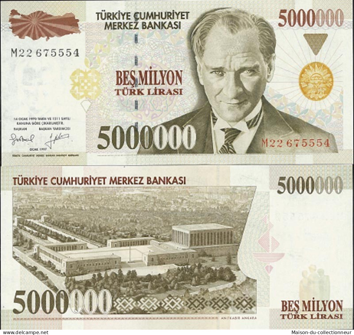 Billets De Collection Turquie Pk N° 210 - 5 Millions Lira - Turkey