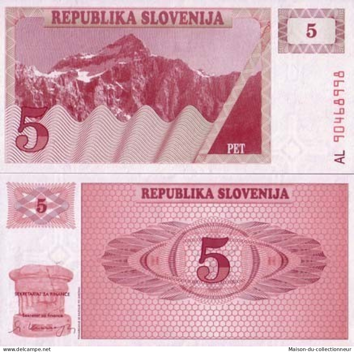 Billet De Collection Slovenie Pk N° 3 - 5 Tollarjev - Slovenië