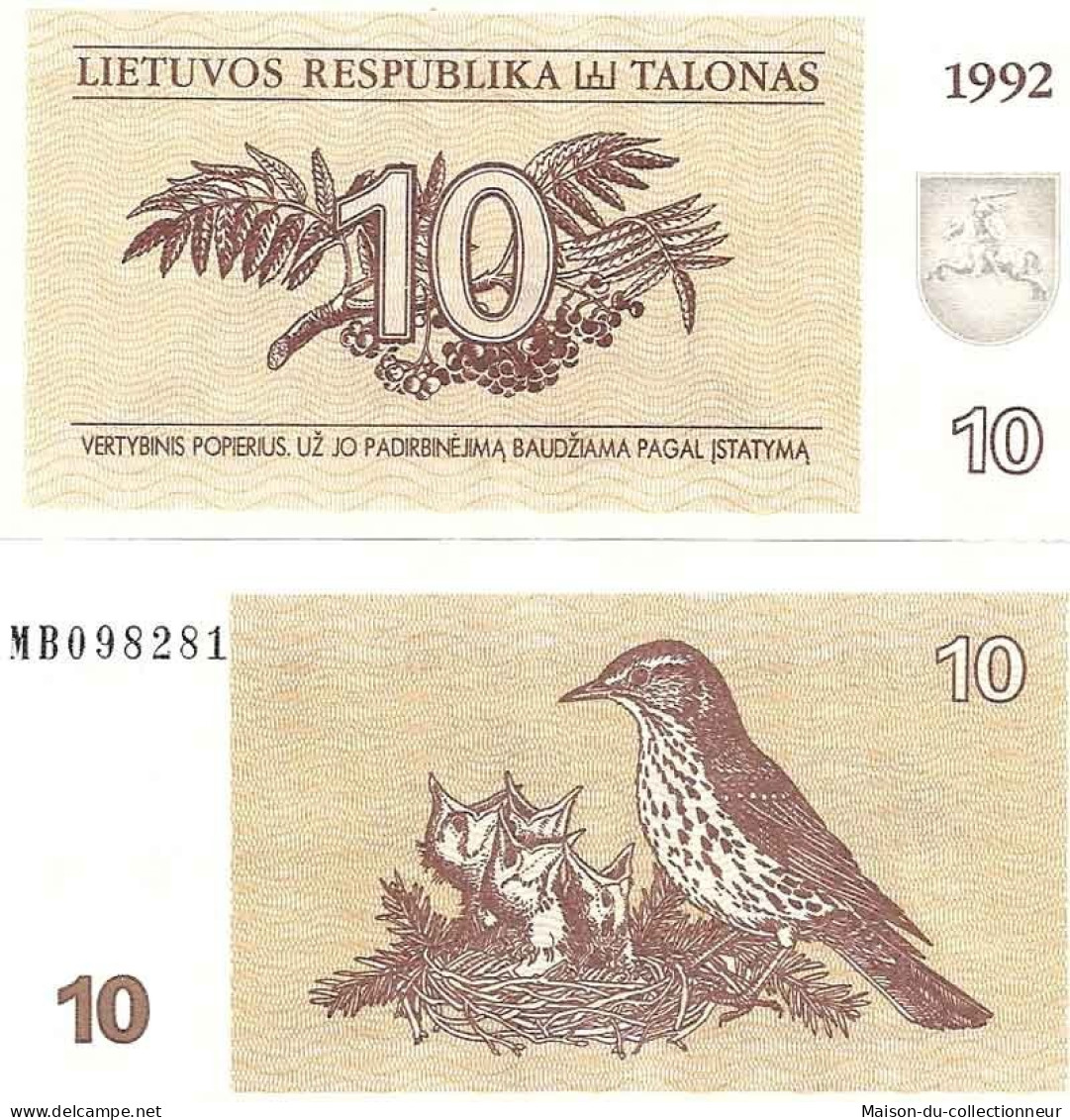 Lituanie - Pk N°  40 - Billet De Banque De 10 Talonas - Lituania