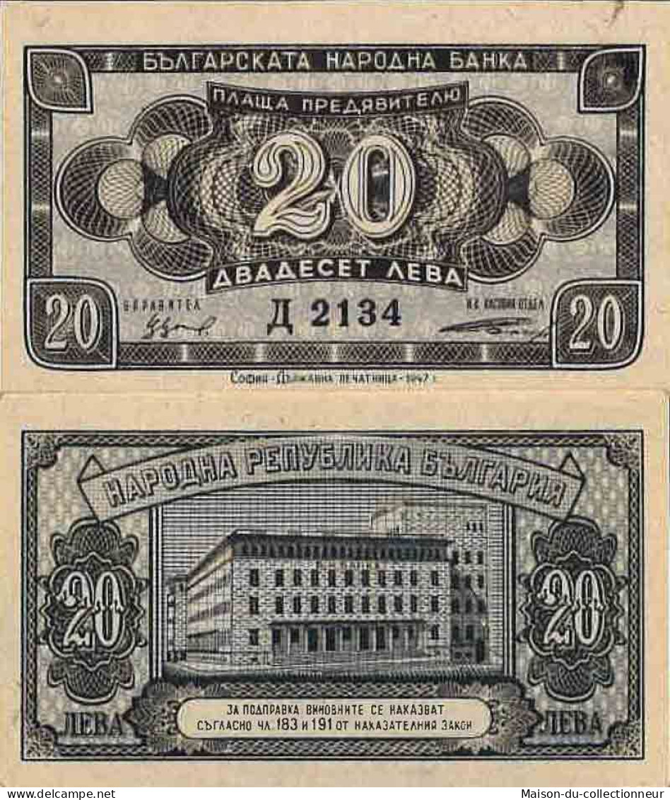 Billet De Banque Collection Bulgarie - PK N° 74 - 20 Leva - Bulgarien