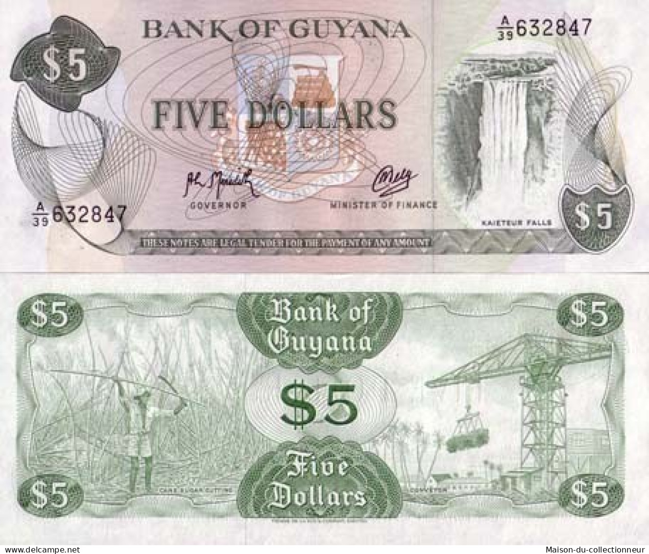 Billet De Collection Guyana Pk N° 22 - 5 Dollars - Guyana