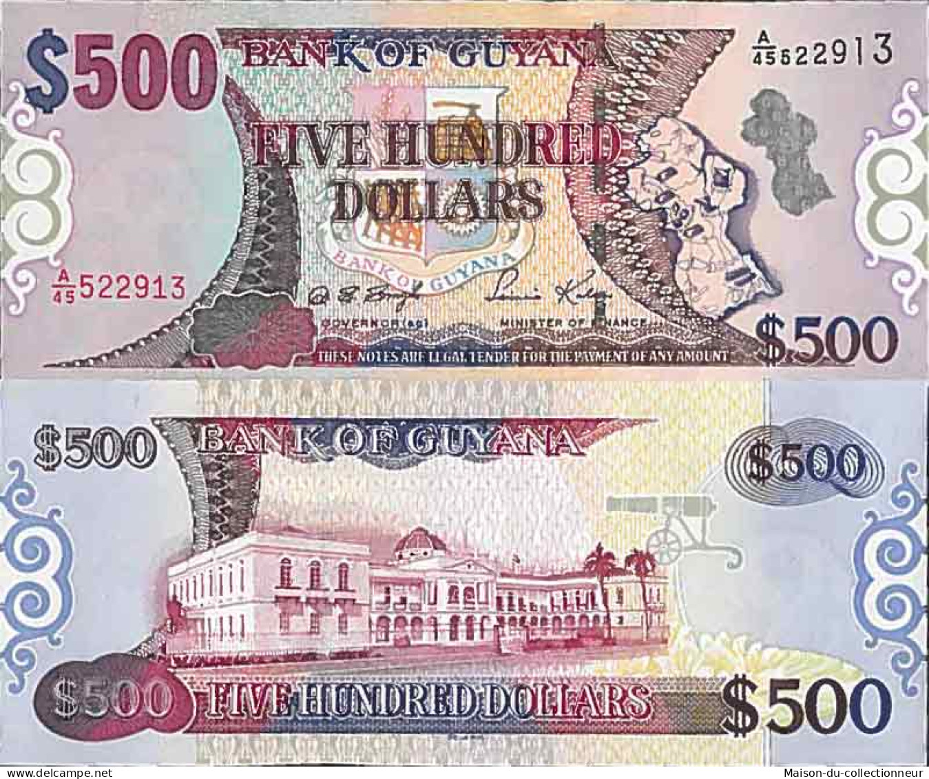 Billet De Banque Collection Guyane - PK N° 34 - 500 Dollars - Guyana