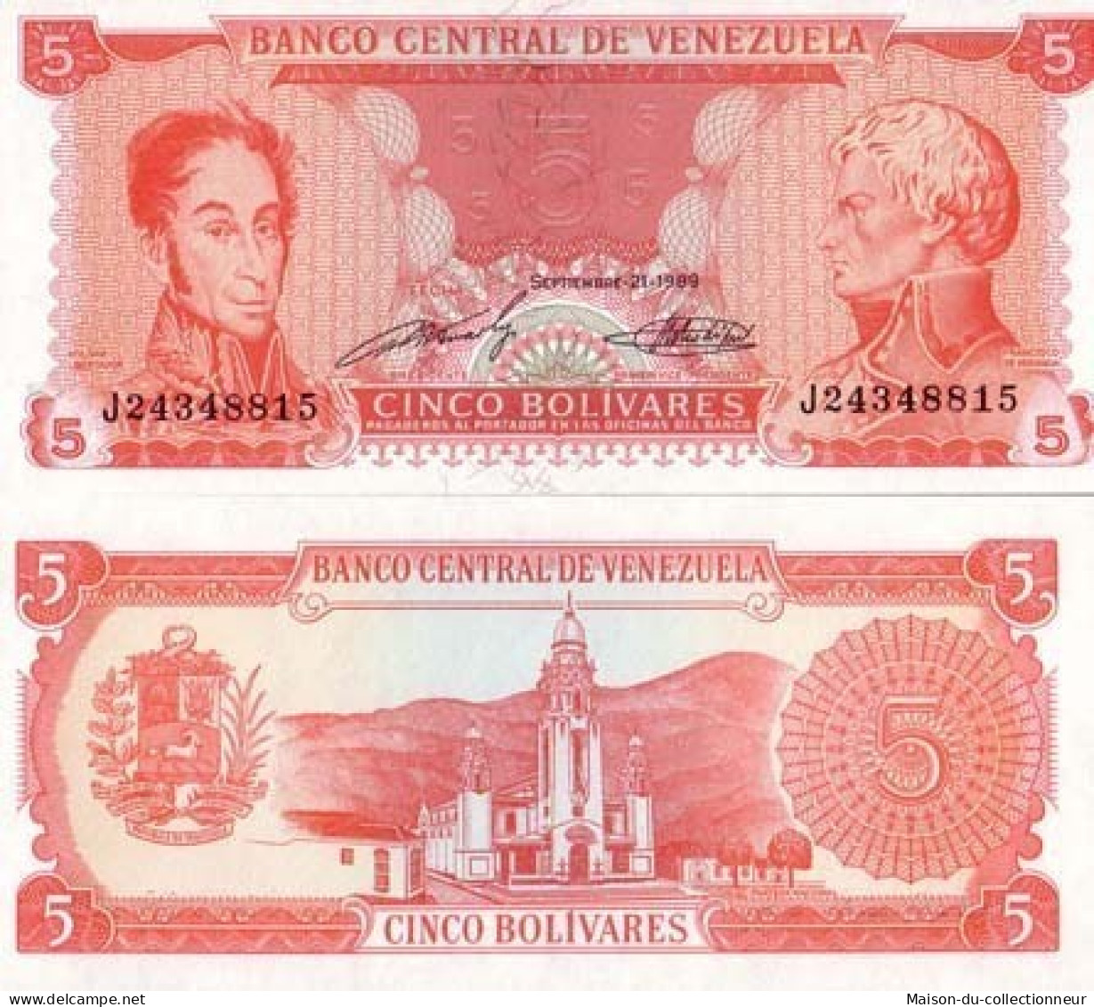 Billets De Banque Venezuela Pk N° 70 - 5 Bolivares - Venezuela
