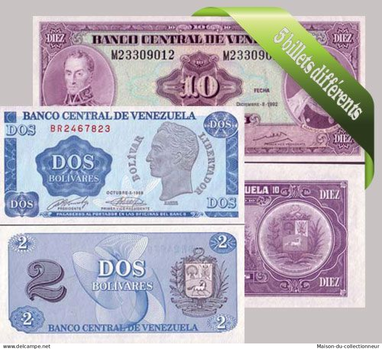 Venezuela : Bel Ensemble De 5 Billets De Banque De Collection. - Venezuela