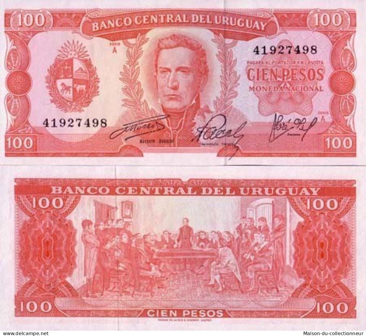 Billet De Collection Uruguay Pk N° 47 - 100 Pesos - Uruguay