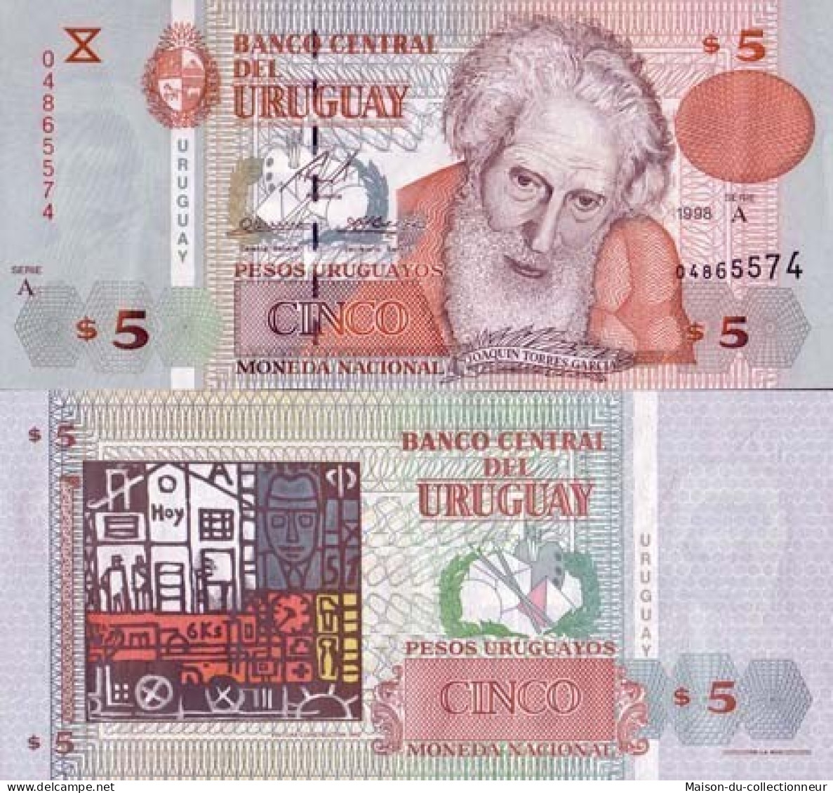 Billets Banque Uruguay Pk N° 80 - 5 Cinco - Uruguay