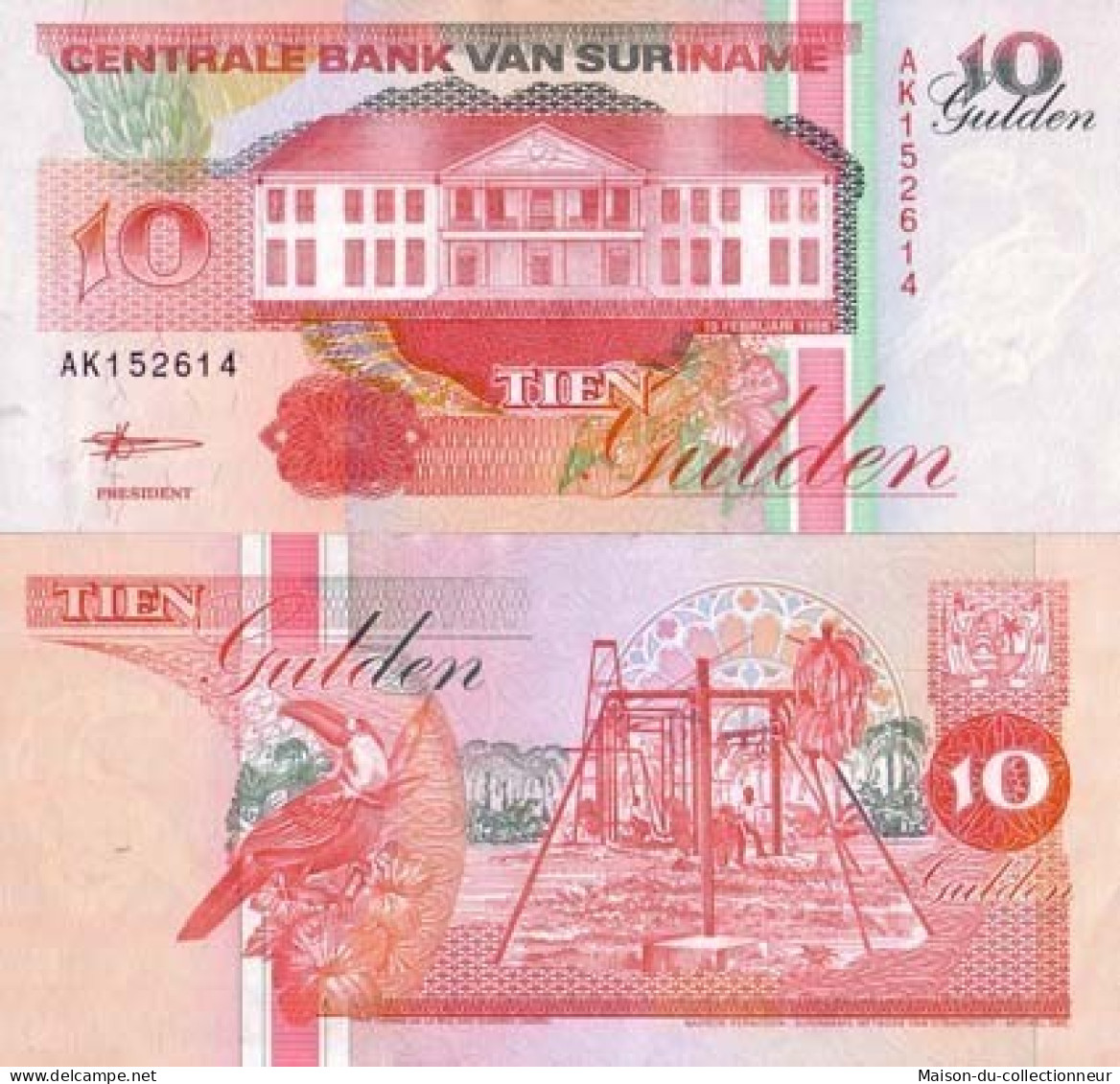 Billet De Collection SURINAM Pk N° 137 - 10 Gulden - Surinam