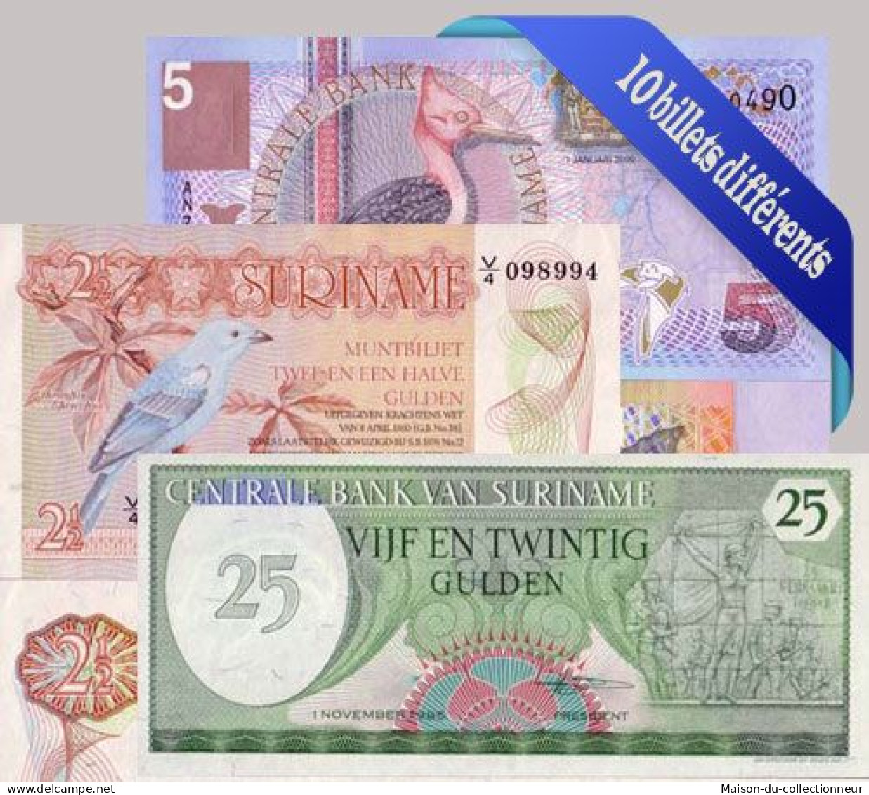 Belle Collection De 10 Billets De Banque Tous Différents De  Suriname - Surinam