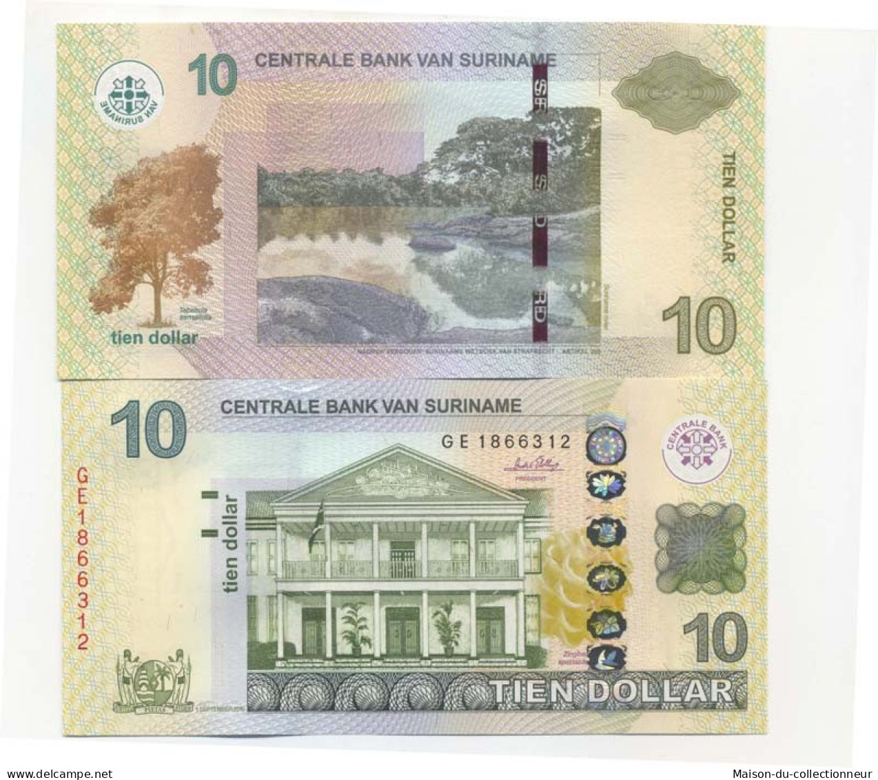 Billet De Collection Surinam Pk N° 163 - 10 Dollars - Surinam