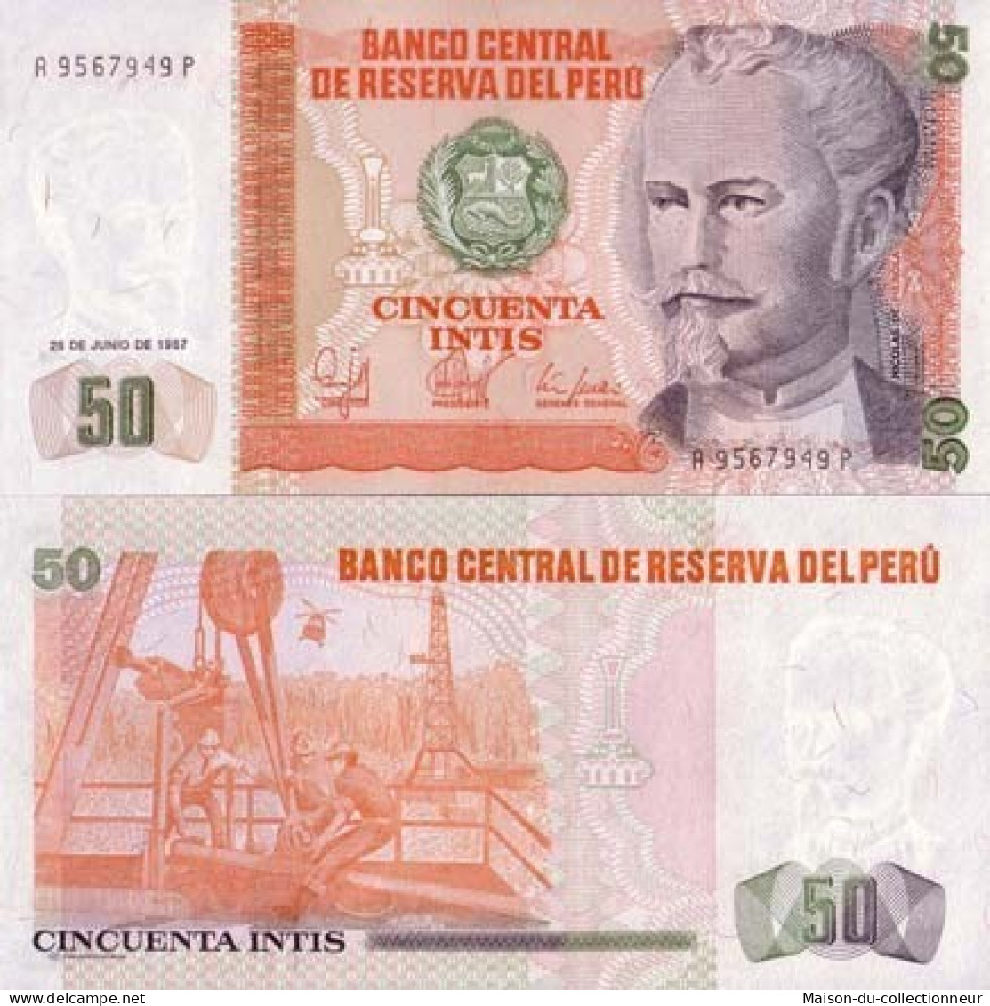 Billet De Banque Perou Pk N° 131 - 50 Intis - Perù