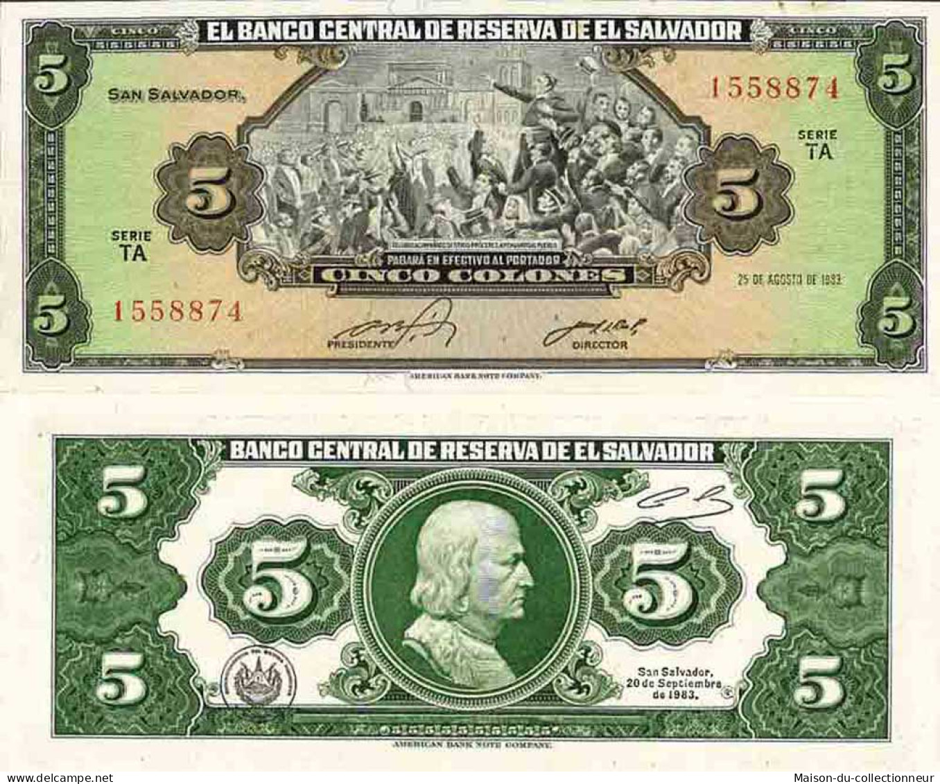 Billet De Banque Collection Salvador - PK N° 134 - 5 Colones - Salvador