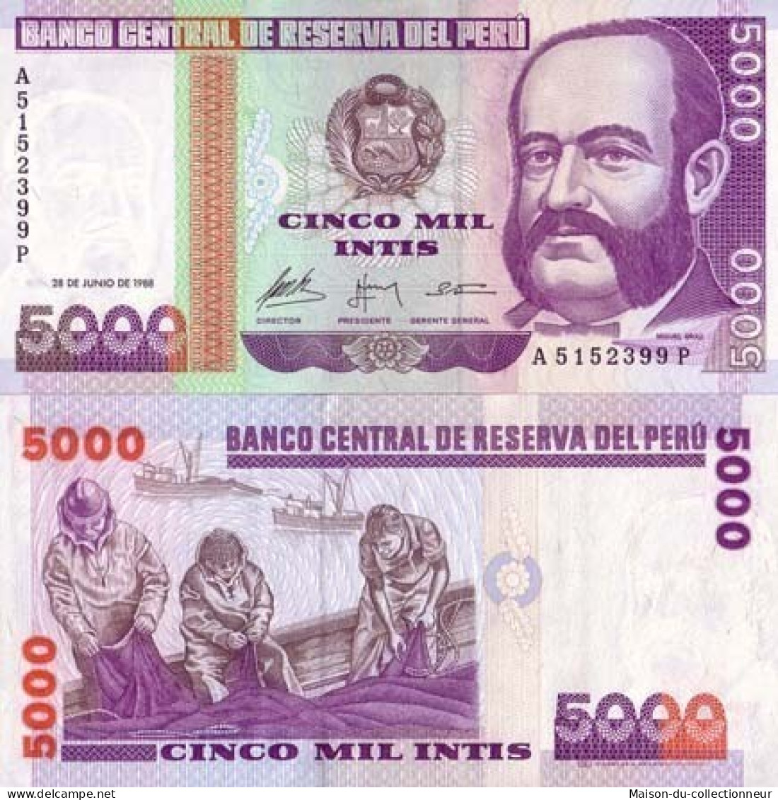 Billets Collection Perou Pk N° 137 - 5000 Intis - Peru