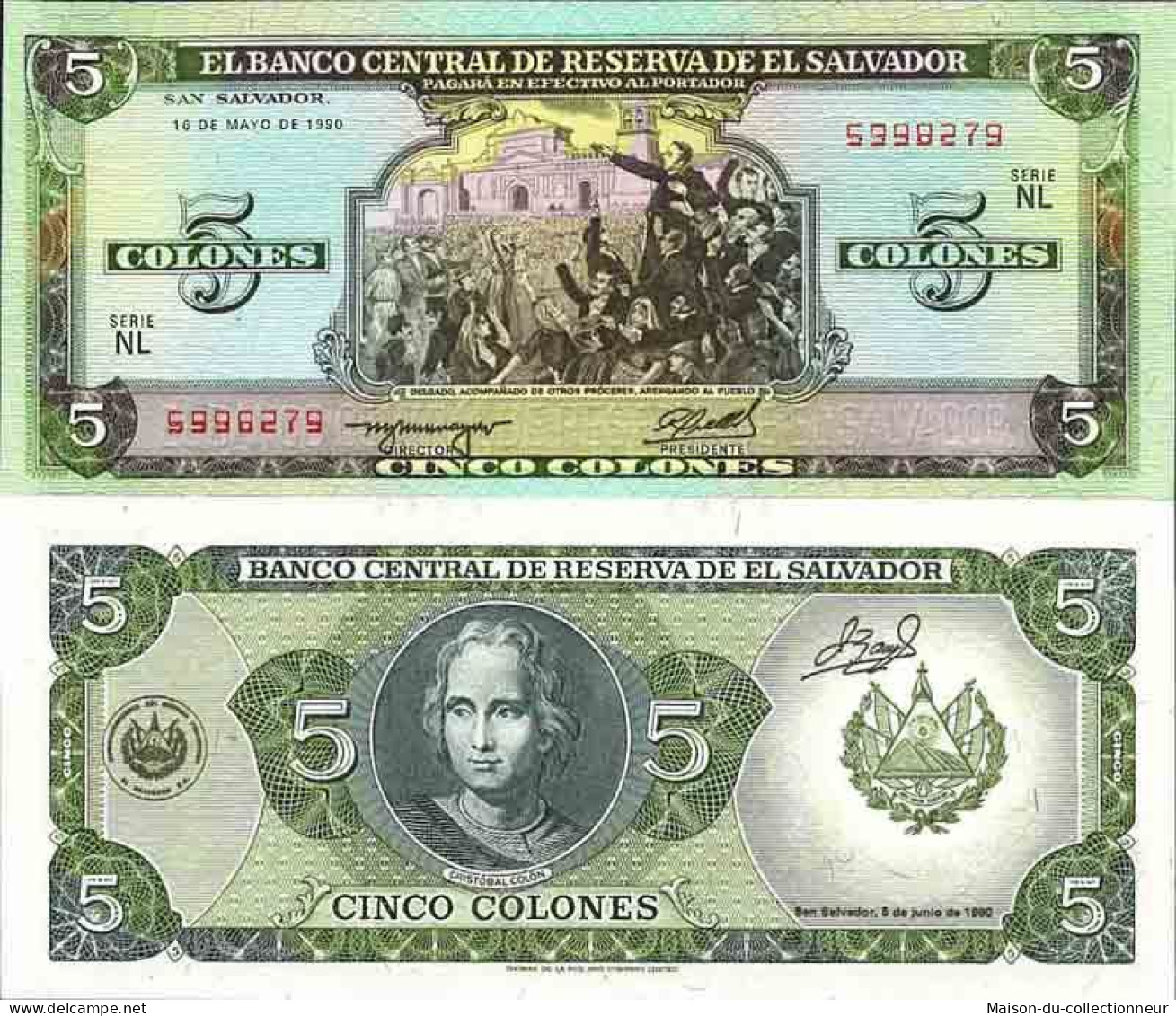 Billet De Banque Collection Salvador - PK N° 138 - 5 Colones - Salvador